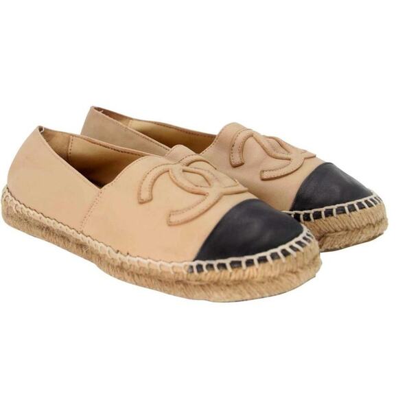 Chanel Embroidered Espadrille 37 Leather Large CC Flats CC-0803N-0005 - Picture 4 of 10